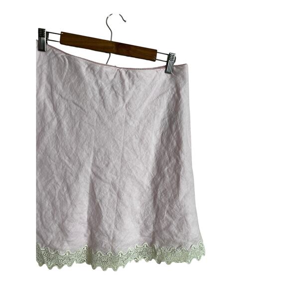 J.Crew Lace-Trim Slip Skirt in Linen Iced Strawberry Womans Large - Picture 5 of 14